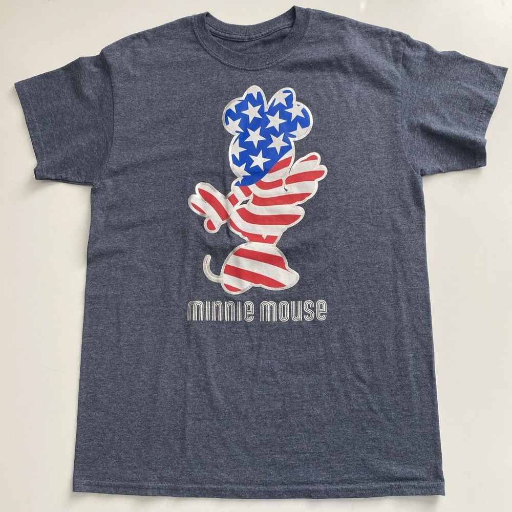 Disney Minnie Mouse U.S. Flag Patriotic Red White & Blue T-shirt Medium